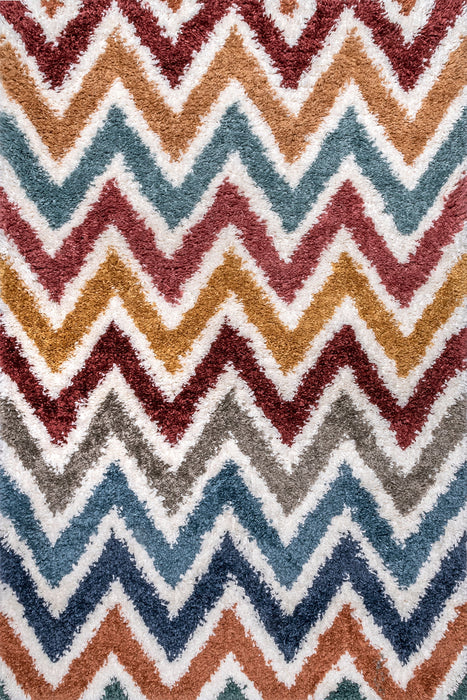 Beige Chevron Shag Area Rug 120x180 cm