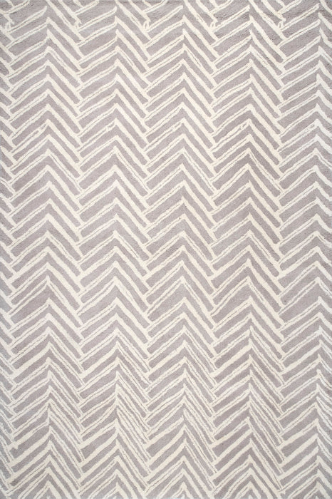 Beige Chevron Wool Area Rug for Living Room and Bedroom