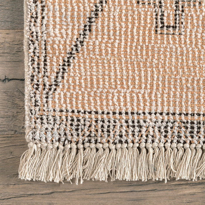 Beige Cotton Trellis Area Rug 160x230 cm