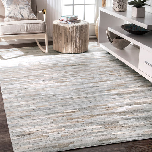 Beige Cowhide Patchwork Area Rug 140x200 cm