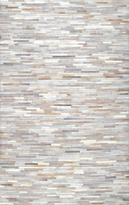 Beige Cowhide Patchwork Area Rug 140x200 cm