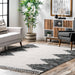 Beige Crenellated Diamonds Area Rug with Tassels