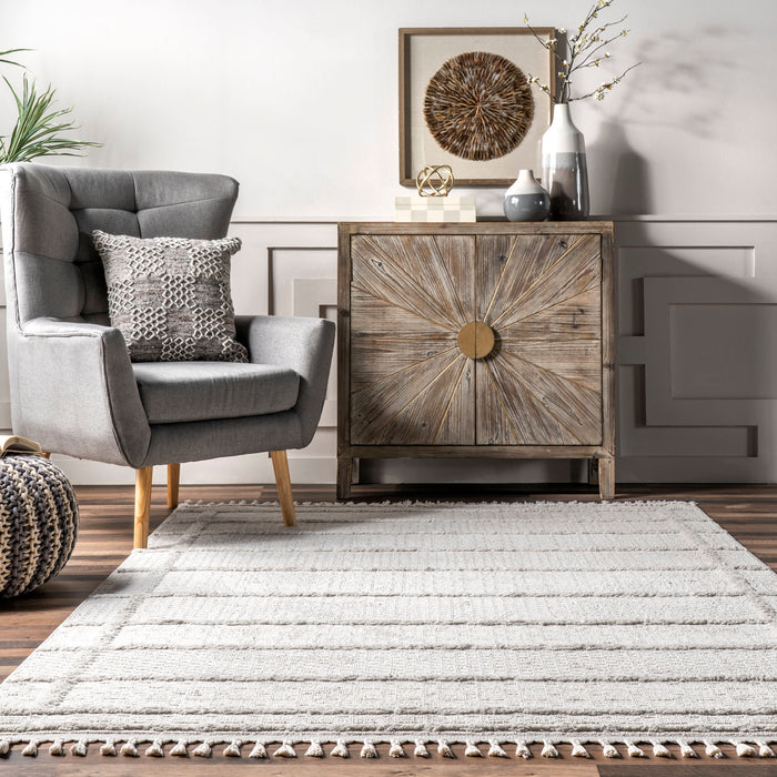 Beige Crosshatch Area Rug 120x180 cm