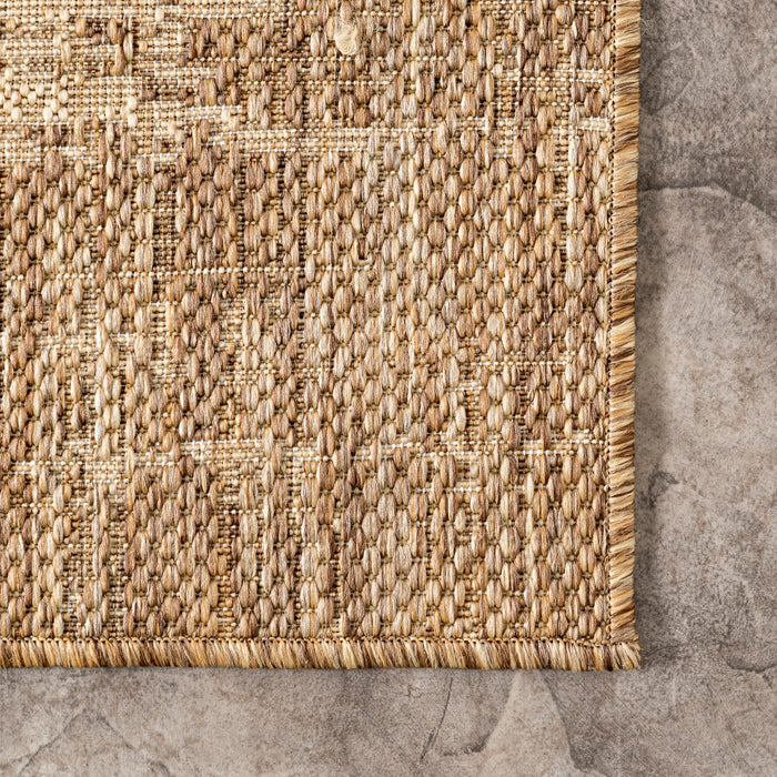 Beige Crosshatch Indoor Outdoor Area Rug 120x180 cm