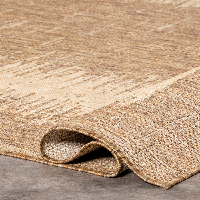 Beige Crosshatch Indoor Outdoor Area Rug 120x180 cm