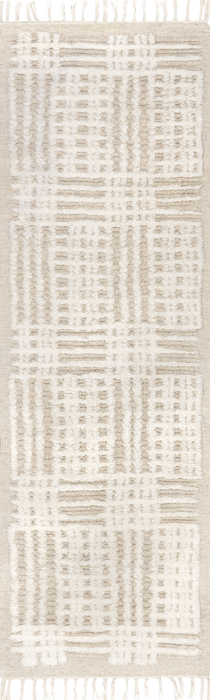 Beige Crosshatch Shag Area Rug 120x180 cm