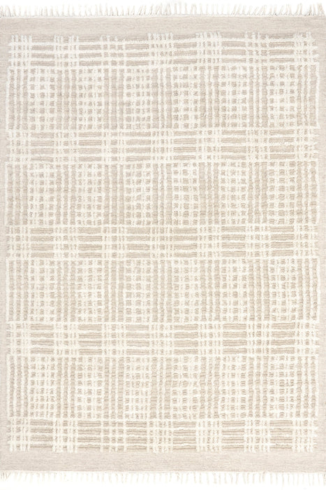 Beige Crosshatch Shag Area Rug 120x180 cm