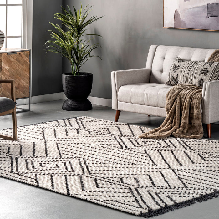 Beige Diamond Pattern Area Rug 160x230 cm