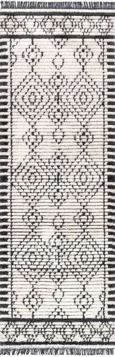 Beige Diamond Pattern Fringed Area Rug 120x180 cm