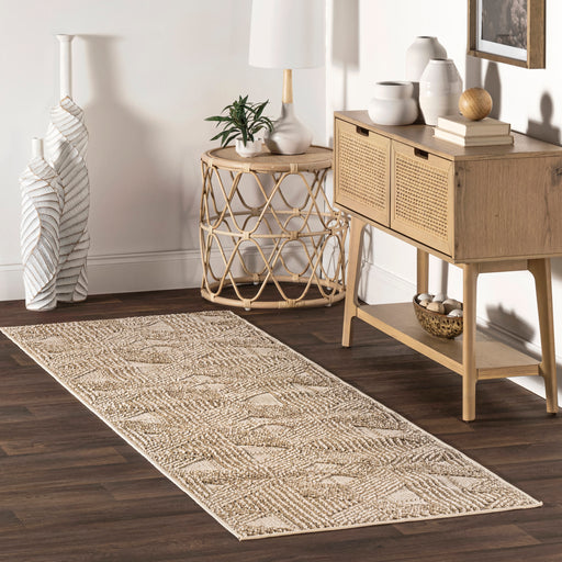 Beige Diamond Striped Area Rug 140x200 cm