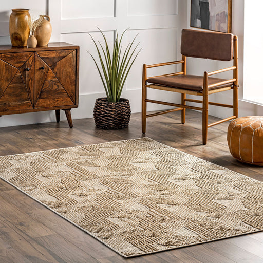 Beige Diamond Striped Area Rug for Living Room Decor