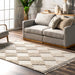 Beige Diamond Tasseled Area Rug 140x200 cm