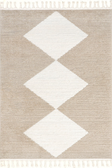 Beige Diamond Tasseled Area Rug 160 x 230 cm