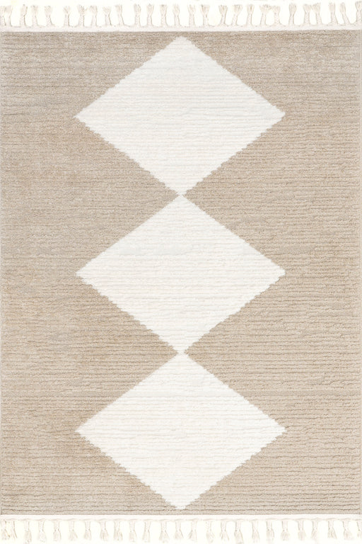 Beige Diamond Tasseled Area Rug 160 x 230 cm