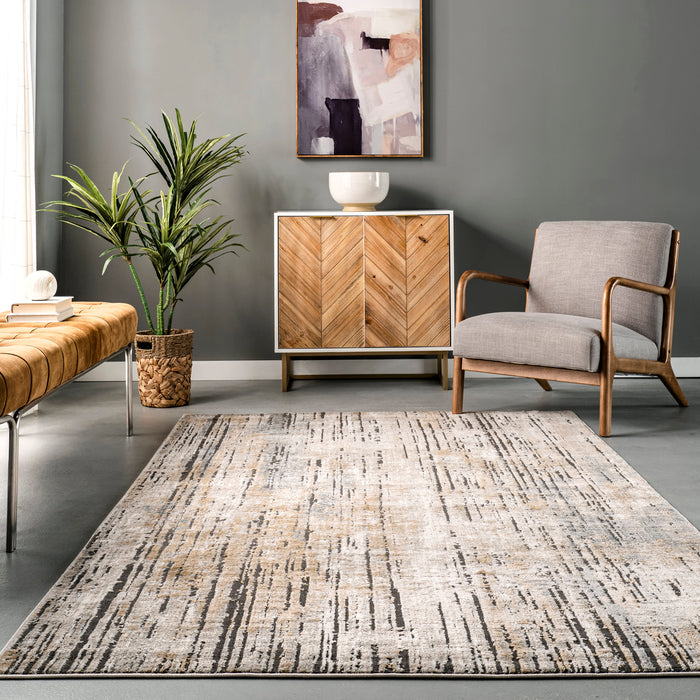 Beige Distressed Abstract Area Rug 160x230 cm