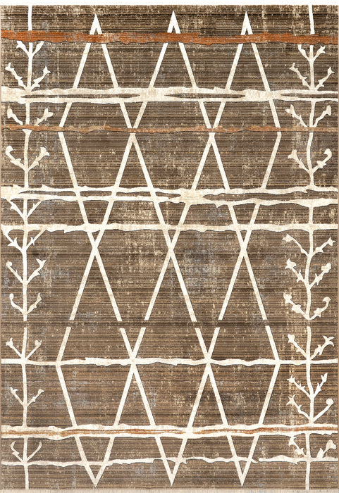 Beige Distressed Trellis Area Rug 140x200 cm