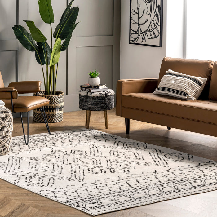 Beige Dotted Pattern Area Rug for Living Room and Bedroom