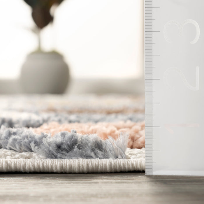 Beige Dotted Trellis Area Rug for Nursery and Playroom