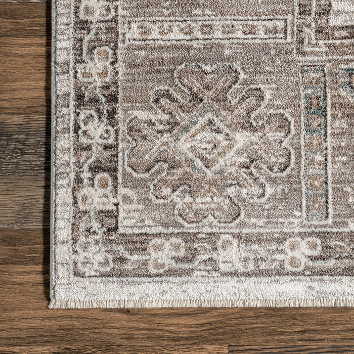 Beige Faded Medallion Area Rug 160x230 cm