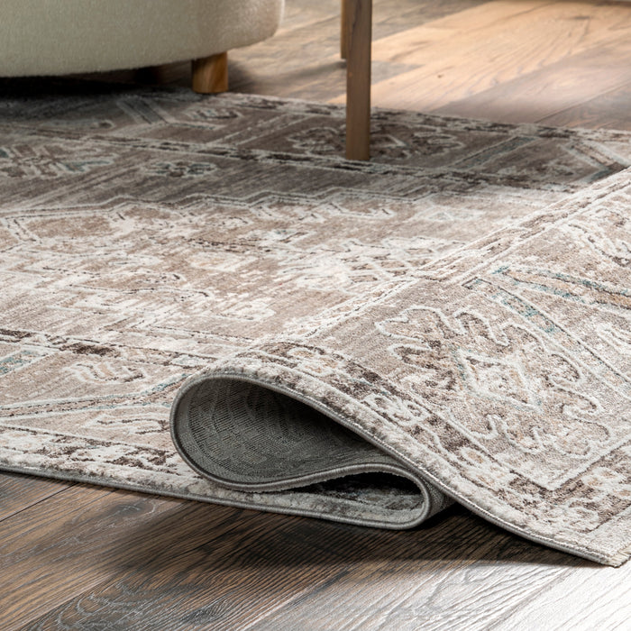 Beige Faded Medallion Area Rug 160x230 cm