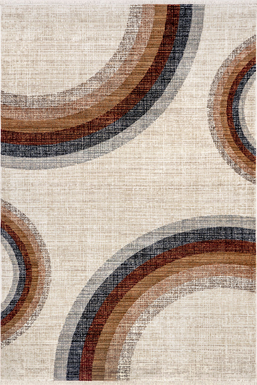 Beige Faded Rings Area Rug 120x180 cm