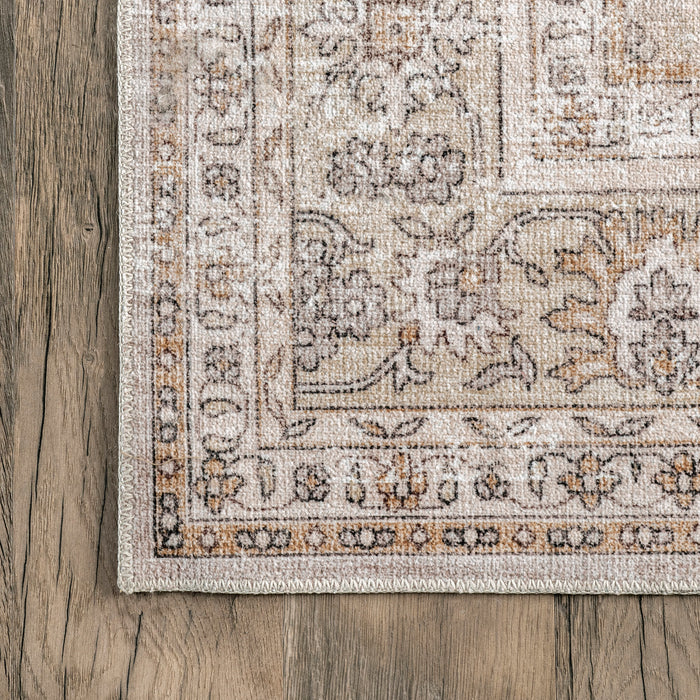 Beige Fading Garden Machine Washable Rug 150x240 cm