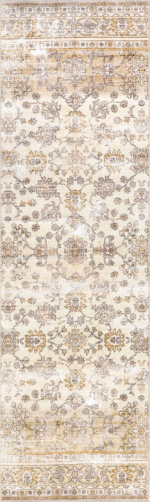 Beige Fading Garden Machine Washable Rug 150x240 cm