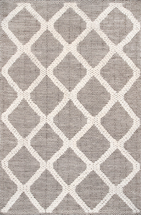 Beige Farmhouse Style Raised Trellis Area Rug 140x200 cm