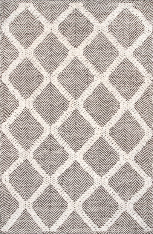 Beige Farmhouse Style Raised Trellis Area Rug 140x200 cm