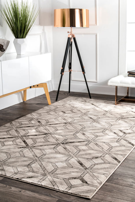 Beige Faux Cowhide Diamond Pattern Area Rug 120x180 cm