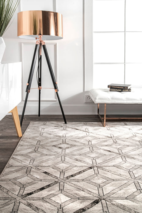 Beige Faux Cowhide Diamond Pattern Area Rug 120x180 cm