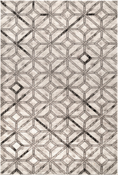 Beige Faux Cowhide Diamond Pattern Area Rug 120x180 cm