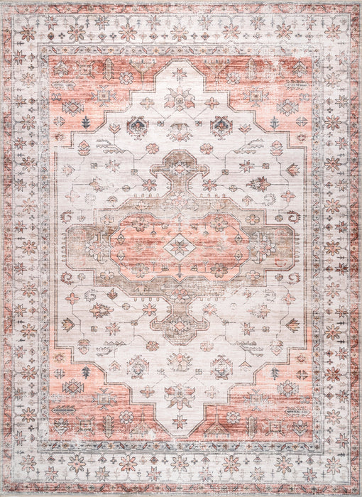 Beige Francis Cartouche Medallion Washable Area Rug 160x230 cm