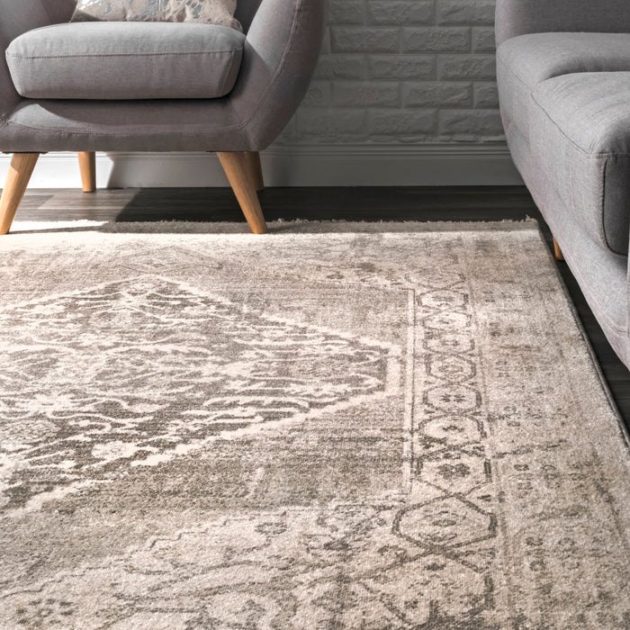 Beige Fringe Medallion Area Rug 120x180 cm