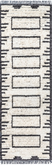 Beige Fringed Area Rug With Geometric Pattern 160x230 cm