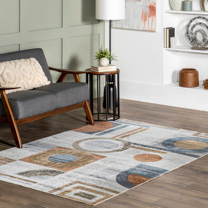 Beige Geometric Area Rug 160cm Soft Durable Texture