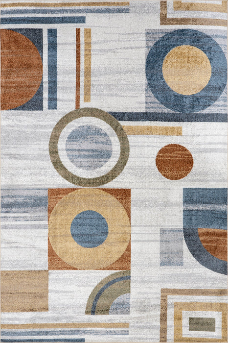 Beige Geometric Area Rug 160cm Soft Durable Texture