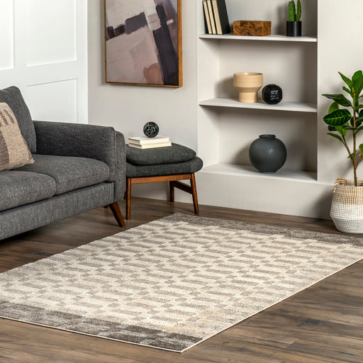 Beige Geometric Area Rug 80x150 cm