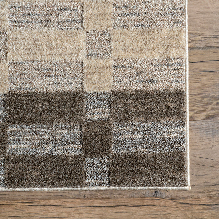 Beige Geometric Area Rug 80x150 cm