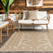 Beige Geometric Area Rug For Indoor And Outdoor Use