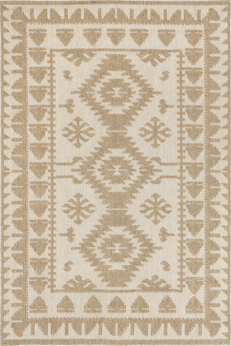 Beige Geometric Area Rug For Indoor And Outdoor Use