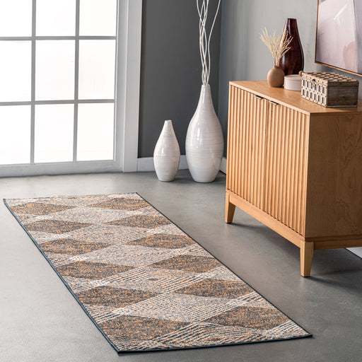 Beige Geometric Diamond Pattern Rug 120x180 cm