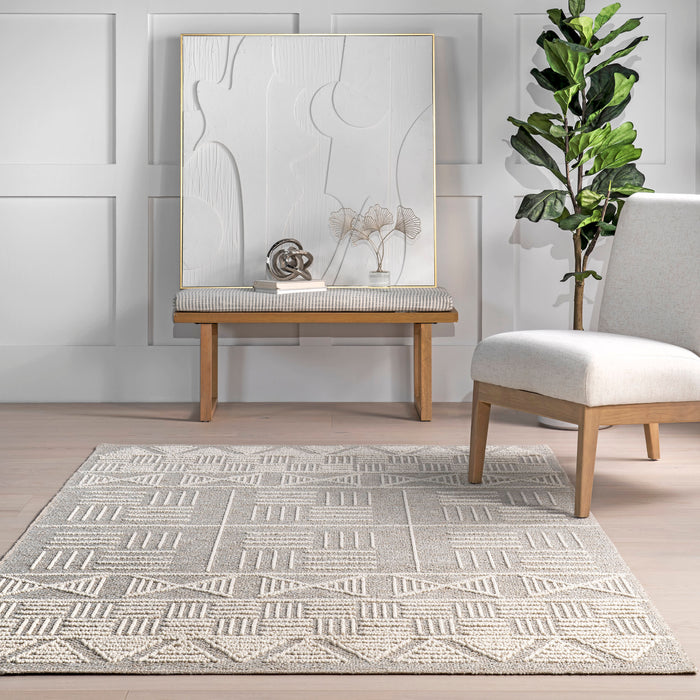 Beige Geometric Flatwoven Area Rug 152x244 cm