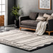 Beige Geometric Fringe Area Rug for Living Room