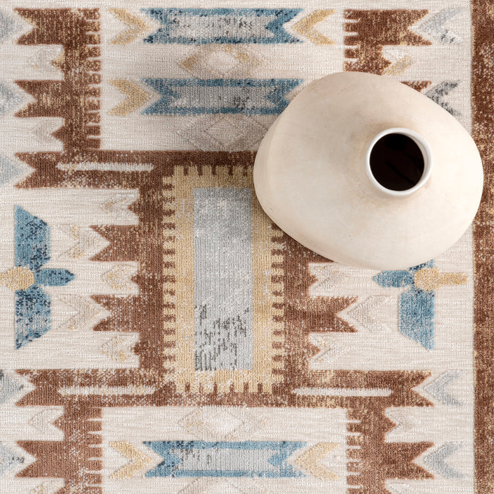 Beige Geometric Machine Washable Area Rug 120x180 cm