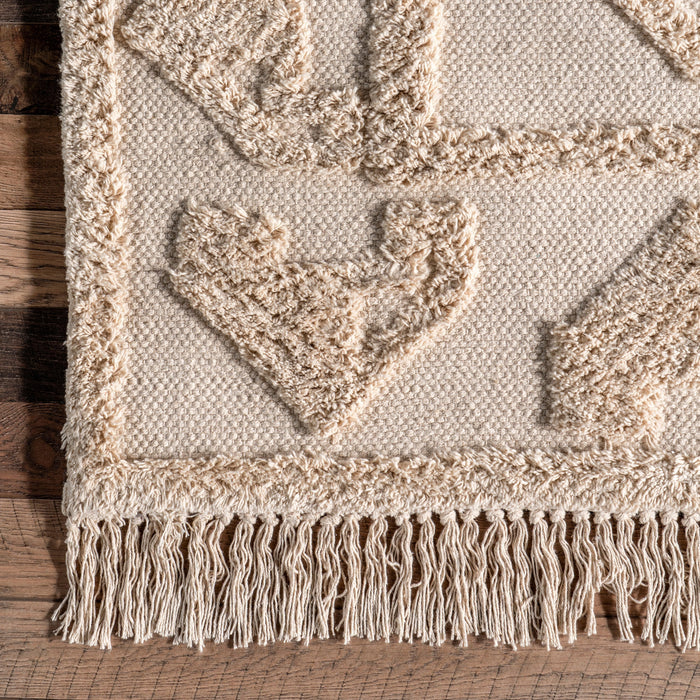 Beige Geometric Shag Area Rug for Luxurious Comfort