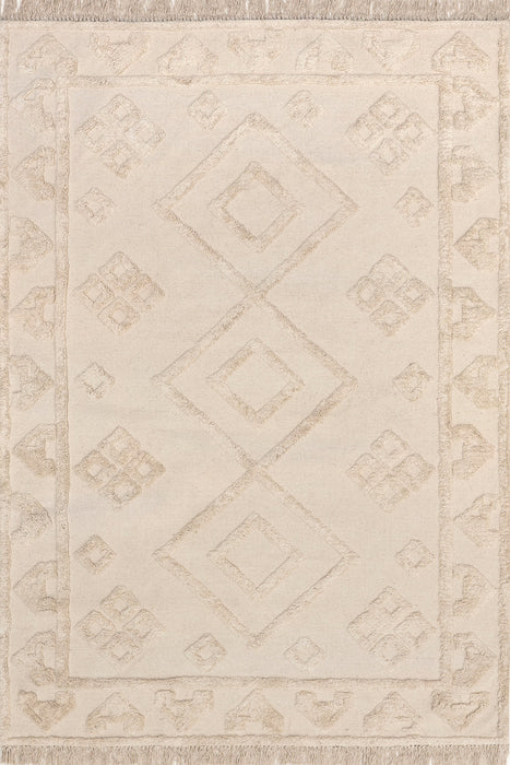 Beige Geometric Shag Area Rug for Luxurious Comfort