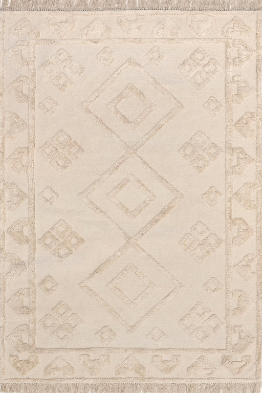 Beige Geometric Shag Area Rug for Luxurious Comfort