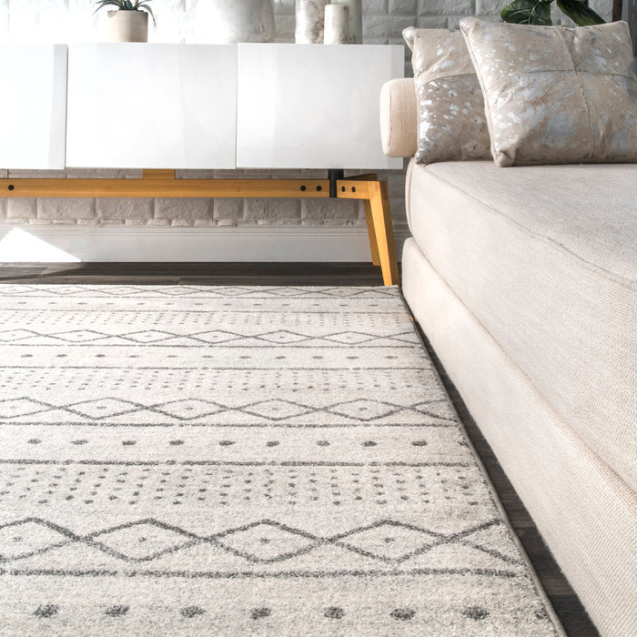 Beige Geometric Striped Area Rug 120 cm x 180 cm