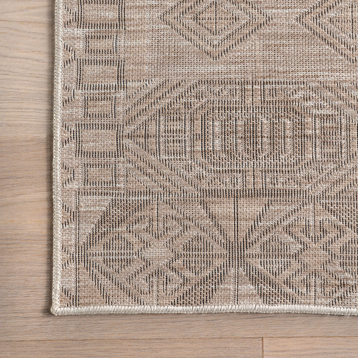 Beige Geometric Washable Area Rug 120x180 cm